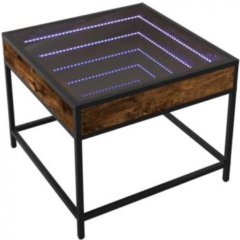 Mesa de centro con Infinity LED roble ahumado 50x50x41 cm