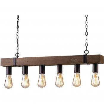 Lámpara colgante de techo Eco-Light Texas, madera antigua, 6 luces, E27