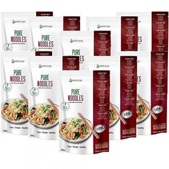PureNoodles Tallarines Konjac Sin Gluten 10 Pack 200 gramos | Vivir Sin Gluten Con Harina Gluten Free Con La Pasta Contra Intolerancia Gluten | Bajo En Calorias Y Carbohidratos