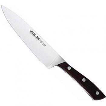 Arcos Serie Natura, Cuchillo Cocinero, Hoja de Acero Inoxidable Forjado Nitrum 160 mm, Mango de Madera Palisandro color Marrón