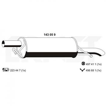 Silenciador trasero ERNST 143059 para Volkswagen Passat B5 GP y Berline
