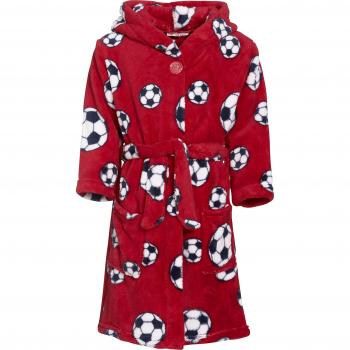 Playshoes Boy's Fleece Bathrobe Football, Bathrobe, Red, 134-140