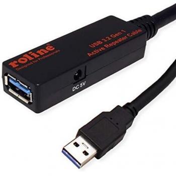 CABLE USB 3.03.2 GEN 1 PROLONGADOR ACTIVO 10 METROS NEGRO ROLINE