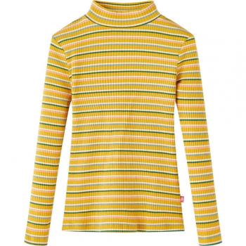 Camiseta Infantil de Manga Larga Cuello Alto a Rayas Color Ocre Talla 116