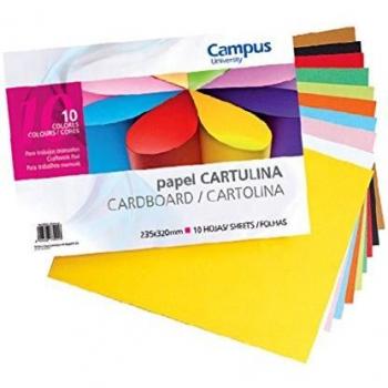 Campus University 630094 - Pack de 10 cartulinas, 24 x 32 cm, multicolor