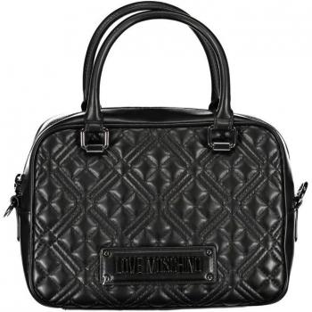 Love Moschino Black Polyethylene Handbag, Women's Shoulder Bag, Black female, Size: ONE SIZE, Plain Handbag with Detachable Strap