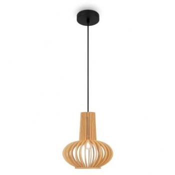 Lámpara colgante Roots VIII, Ø 25 cm, altura 29 cm, beige, madera