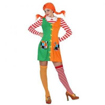 Disfraz de payaso para mujer - Talla XS/S - Verde y Naranja