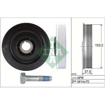 Kit de poleas y cigüeñal INA 544 0058 20 para vehículos PEUGEOT (206, 307, Partner, 406, 807, Expert, 607, Ranch) y CITROËN (Ber