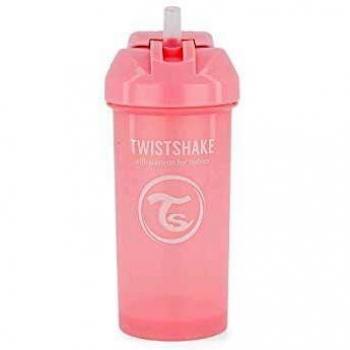 Twistshake Straw Cup Vaso de Aprendizaje para Beber con Antiderrame Boquilla con Silicona Pajita 360 ml, Taza de Entrenamiento para Sorber para Bebé, Sin BPA, 6 + Meses, Rosa Pastel