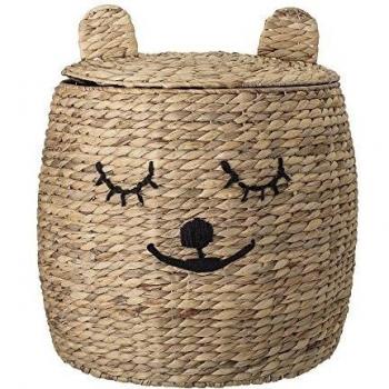 Cesta de Almacenamiento Bloomingville Mini Dolma con Tapa, Ø42x50 cm, Naturaleza, Jacinto de Agua