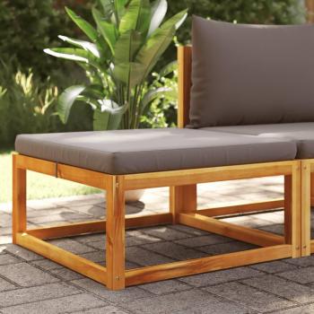 Reposapiés de jardín con almohada 65x65x29 cm de madera maciza de acacia