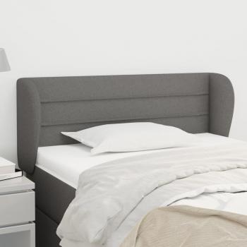 Cabecero de tela gris oscuro con orejas, dimensiones 83x23x78/88 cm