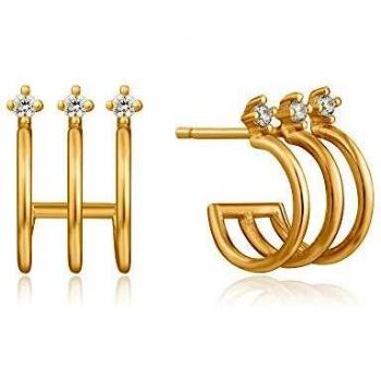 TRIPLE MINI HOOP STUD EARRINGS