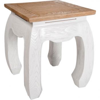 Belssia Mesita Opio, Roble, Marrón Patinado y Blanco, 44x52x44 cm