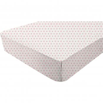 PMP Impreso sábana ajustable Blanca Flores Rosado/Frambuesa Betty la mariposa 60x120 cm
