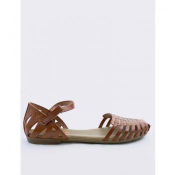 Sandalia Plana Porronet 2901 Cuero Talla 37 con Detalles Troquelados
