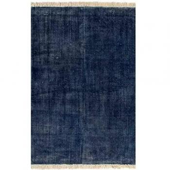 vidaXL Alfombra de Algodón Kilim 120x180cm Azul Alfombra Decoración Interior