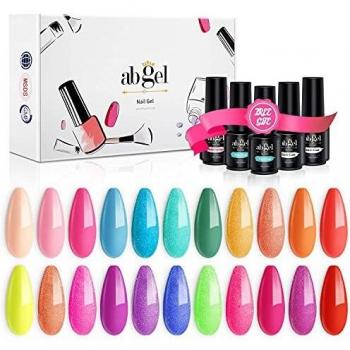Esmalte de uñas de gel Angel Neo-Pearl, 27 piezas de esmalte de uñas con base sin toallita y capa superior brillante / mate, kit de inicio de colección de colores de uñas UV / LED para fiestas