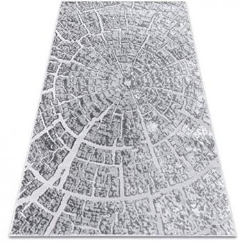 Alfombra Moderna MEFE 6185 Árbol Madera - Estructural Dos Niveles Vellón Gris 200x290 cm