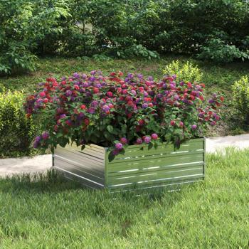 Galvanized Steel Garden Raised Bed 39.4x39.4x17.7 Silver