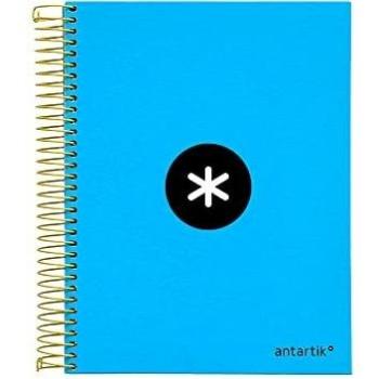Cuaderno espiral liderpapel A5 micro antartik tapa forrada 120h 100gr cuadro 5mm 5 bandas 6 taladros color azul.