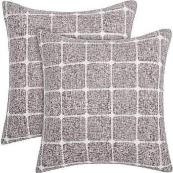 Amazon Brand - Umi Funda Cojín Tela Suave de Almohada para Sofá 2 Piezas 40x40cm Marrón Claro