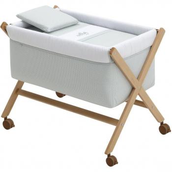 Minicuna Tijera de Madera Cambrass Mini Windsord Mint/Natural 55x87x74 Cm - Compacta y Fácil de Transportar