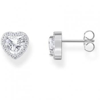 Thomas Sabo Sterling Silver Heart-Shaped Halo Earrings with White Zirconia for Women H2305-051-14