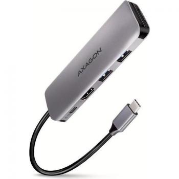AXAGON HMC-5 SuperSpeed USB-C 5-in-1 Hub with 2x USB-A, HDMI 4K/30Hz, SD/microSD Slot, PD 100W, and 20cm USB-C Cable