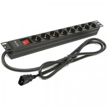Regleta Phasak BNS 3535 con Interruptor - 8 Tomas de Corriente - Cable 2m - Negro