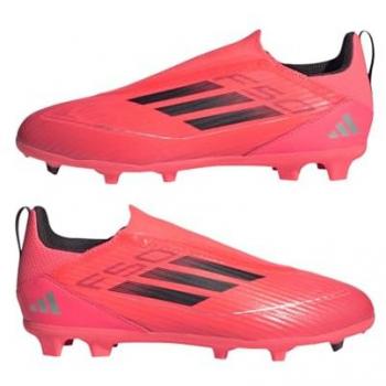 Botas de fútbol para niños adidas F50 League LL FG/MG, características: diseño laceless, suela FG/MG adecuada para césped natural y artificial, ligera y cómoda, excelente tracción y control del balón