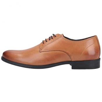 Hush Puppies Men's Oscar Tan Leather Lace-Up Brogues - Size UK 12