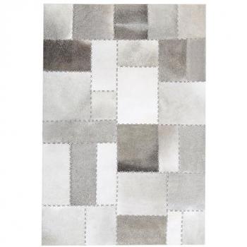 Alfombra de Piel de Vaca Marrón y Gris 160 x 230 cm Hecha a Mano Patchwork Vintage