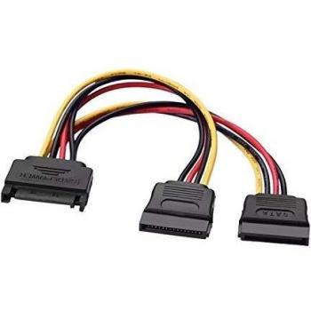 AISENS - A131-0353 Cable sata alimentación, sata Macho a 2xsata Hembra, 20cm
