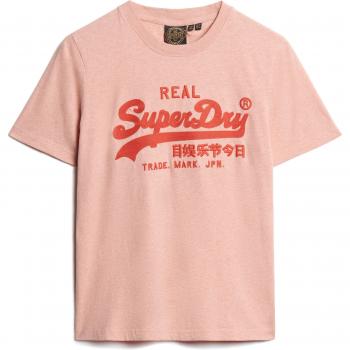 Camiseta de mujer Superdry con logotipo Vintage bordado en color rosa, de manga corta y corte relajado