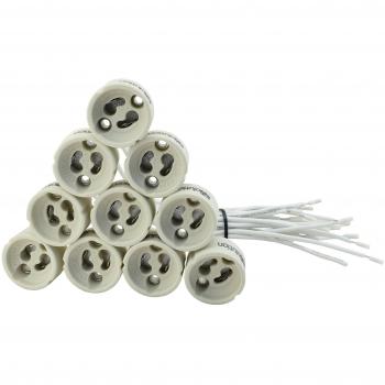 Set de 10 Portalámparas GU10 con Cable Cerámico Resistente al Calor para Lámparas LED y Halógenas - 230V