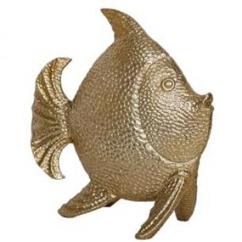 Figura Decorativa Pez de Resina Dorada 25 x 26 x 12 cm