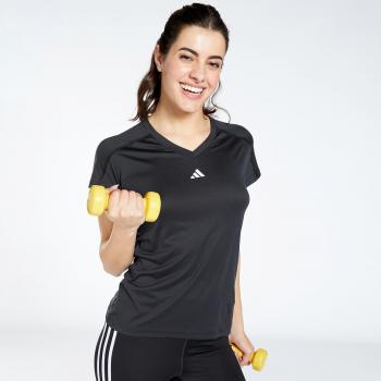 Adidas Essentials AEROREADY Train Minimal Branding V-Neck Camiseta de Manga Corta para Mujer - Negro