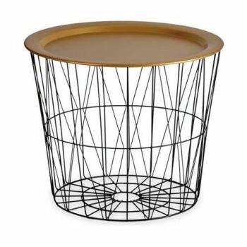 Mesa auxiliar Negro Dorado Metal 52 x 40 x 52 cm (4 Unidades)