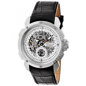 Heritor Conrad Men's Automatic Black Genuine Leather Silver Watch HERHR2503