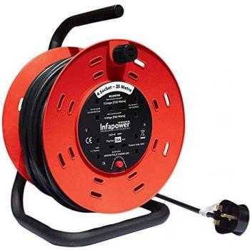 Infapower – Batería x814 4 Socket 13 A 25 m Carrete de Cable