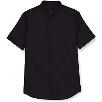 Armani Exchange Men's Stretch Satin Slim Casual Shirt, Black