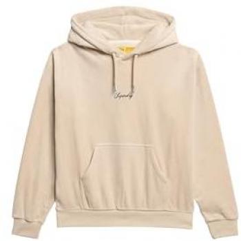 Superdry Women's Country Club Loose Velour Hoodie Off Grey Size 42