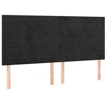 Cabecero con luces LED terciopelo negro 160x5x118/128 cm