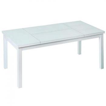 Mesa de Centro Elevable Agnes 120 x 60 x 48 cm Aluminio y Cristal Blanca