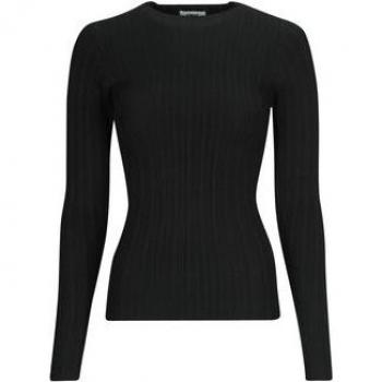 Jersey Only Dima cuello redondo de canalé negro para mujer