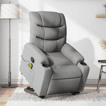 Sillón de masaje reclinable de pie de tela gris claro, gris oscuro y negro - Sillón cómodo para dormitorio, silla relax, sillón sofá