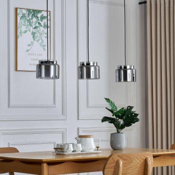 Lámpara colgante Lucande Diano gris humo 3 luces diseño moderno vidrio para salón y comedor GX53
