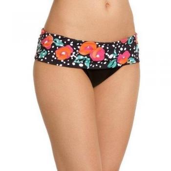 Livia - Parte inferior del bikini con estampado floral para mujer, talla 40, color negro